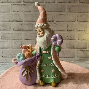 PEPPERMINT SQUARE 13in Candy Santa With Presents Sack Decor